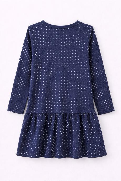 Dievčenské šaty s bodkami tmavomodré, 128 / 158