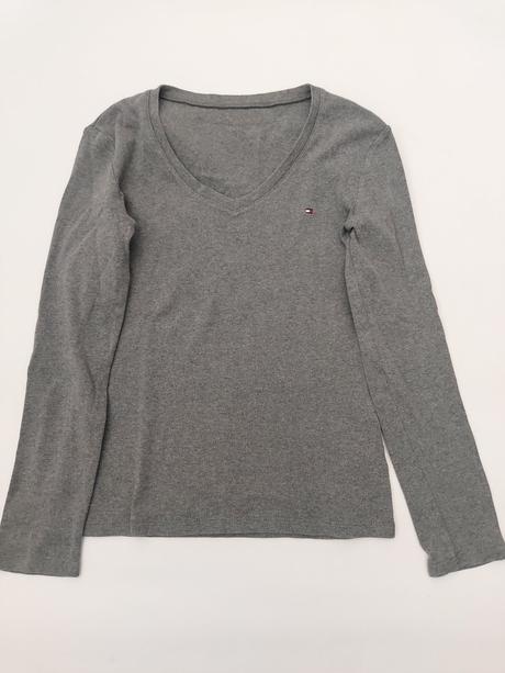 Šedé tričko s dlhým rukávom tommy hilfiger, tommy hilfiger,s