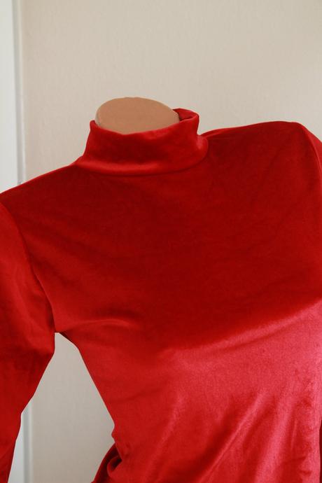 Červený zamatový body top, s/m, s