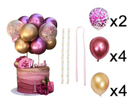 Tortový zápich balóniky ružová - skladom, tz-30,