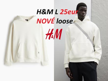 Mikina s bočnými prúžkami krémová, h&m,l