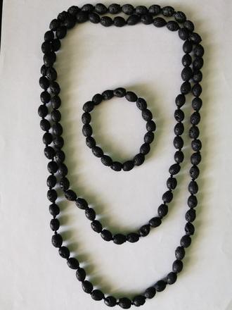 Náhrdelník s náramkom - lávový kameň, 