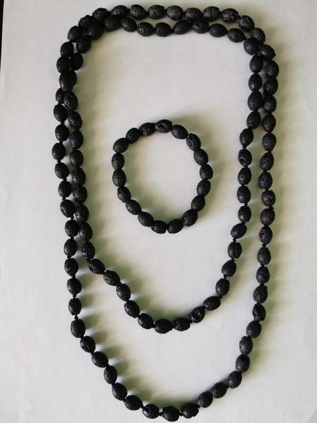 Náhrdelník s náramkom - lávový kameň, 