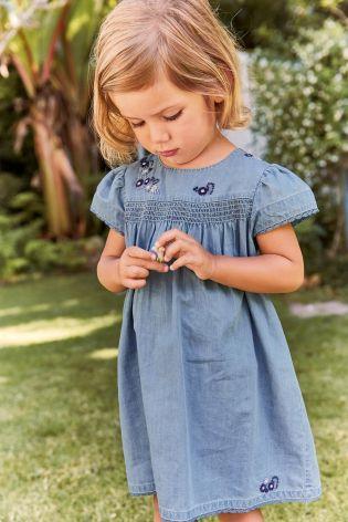 Vyšívané rifľové šaty next uk, next,104 / 110