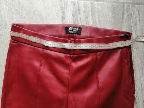 Bordové zateplené kožené nohavice zara,vxs-s, zara,s