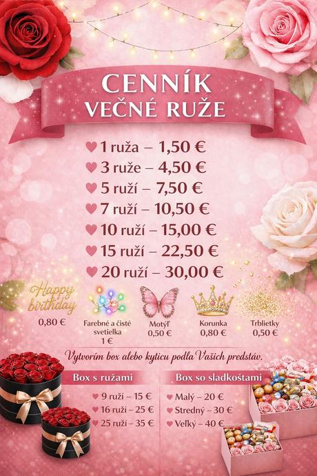 Večné kytice a darčekové boxy na mieru, 