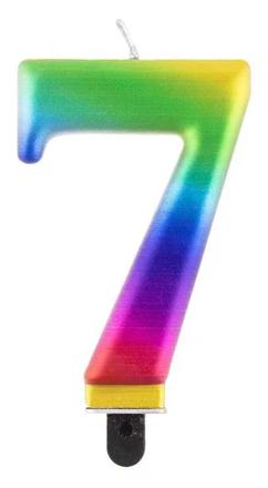Sviečka č.7 dúha - skladom, mlg115239,
