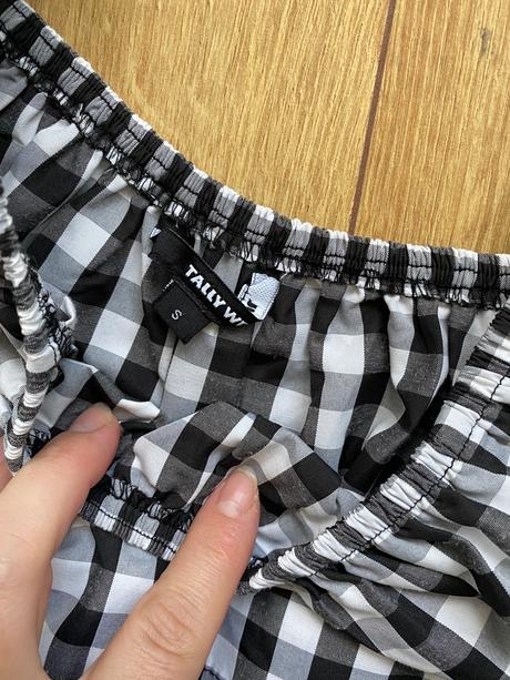 Kockovana blúzka španielskeho strihu, tally weijl,s