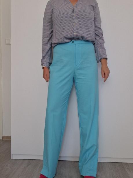 Modré nohavice s rozparkami, l