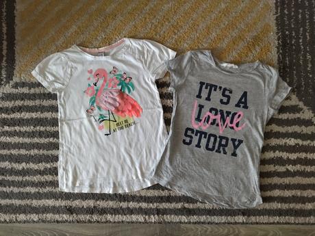 Tričká plameniak a nápis 146/152, h&m,146