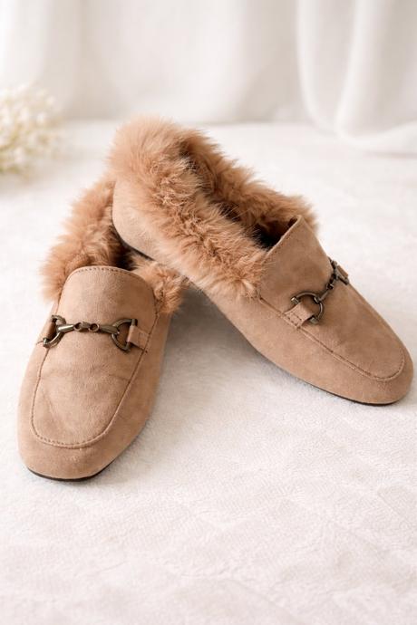 Dámske mokasíny s kožušinou, 36