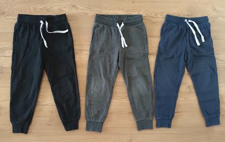 H&m tenké tepláčiky 3ks, veľkosť 116, h&m,116
