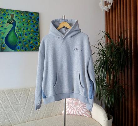 Oversize mikina s džínsovým detailom boohoo man, xl