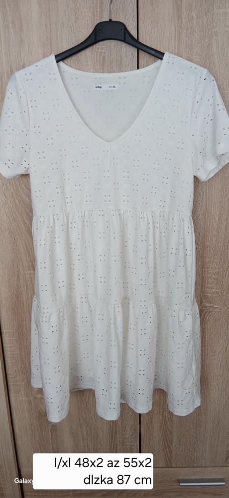 Damske biele letne madeirove saty xl, sinsay,xl