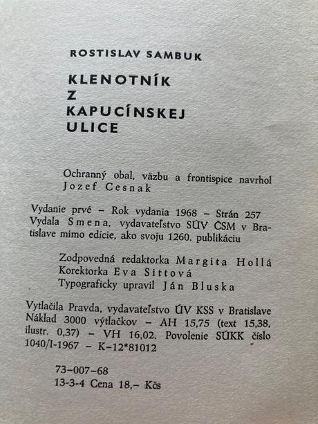 Klenotník z kapucínskej ulice - r. sambuk (1968),