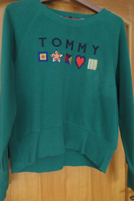 Tommy hilfiger original krasna vysivana mikina m/l, tommy hilfiger,m