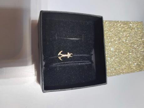 Zlatý šnúrkový náramok kotva 14k,