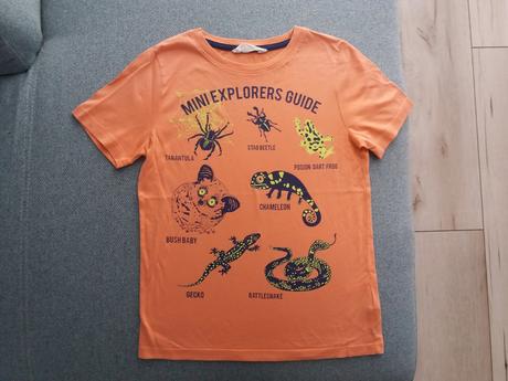 Lososové tričko so zvieratkami, h&m,134