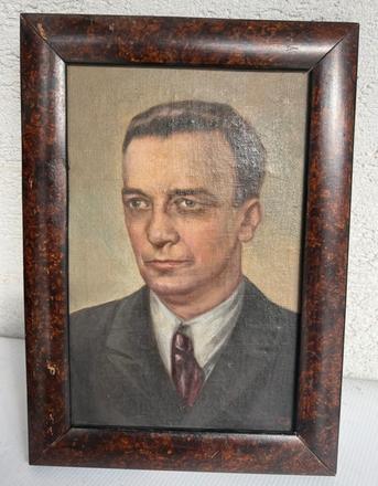 Rucne malovany original stary obrazok muza,