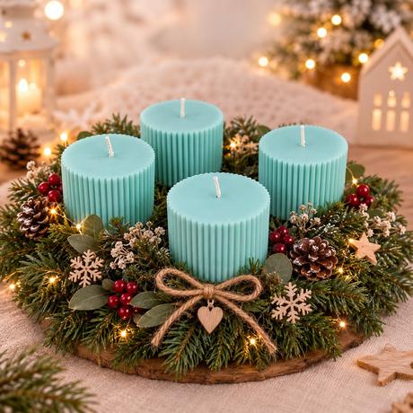 Sojove adventne sviecky tyrkysove,