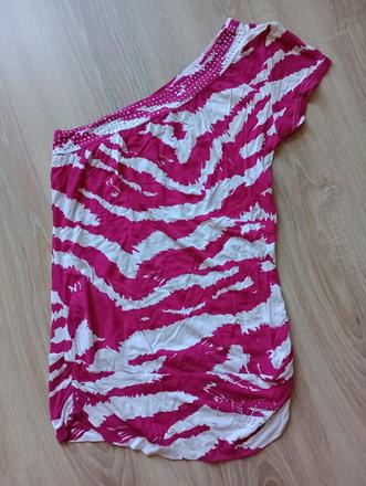 Asymetrické ružové tričko, m