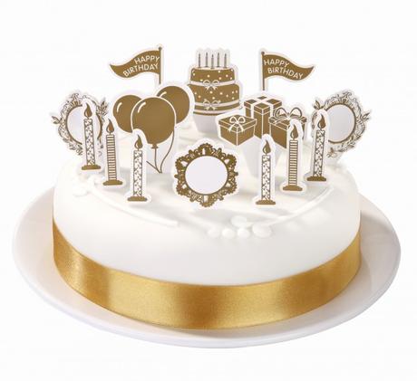 Dekoračný set na tortu / zlatý, 
