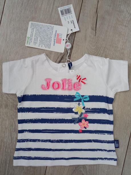 Dievčenské tričko pásikavé s masličkou (0-3 mes.), original marines,56