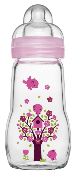 Mam sklenená fľša s cumlíkom 2m+, 260 ml., mam