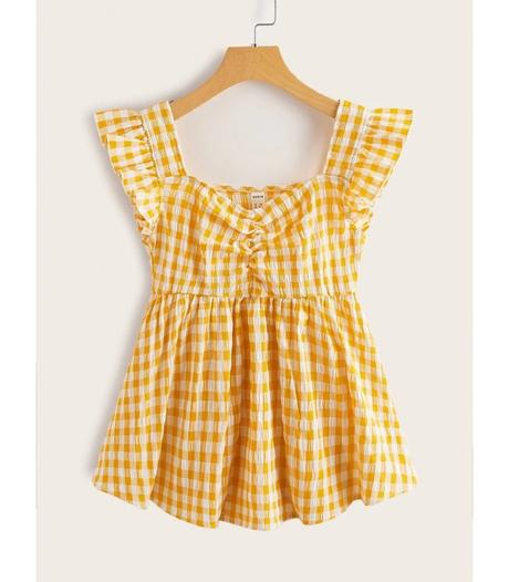 Top yellow gingham, l / m