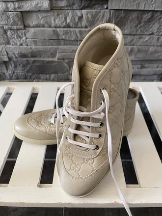 Gucci gg embossed high-top béžové v.36 g, gucci,36
