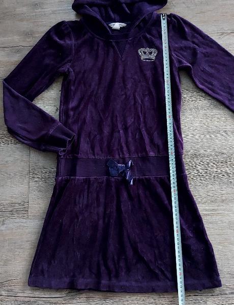 Tmavofialové zamatové šaty, h&m,146