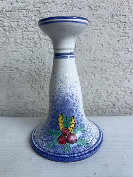 Vianocny zimny keramicky rucne malovany svietnik c, 