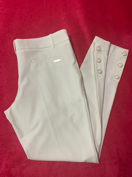 Krémové nohavice s nižším pásom mangano, 40