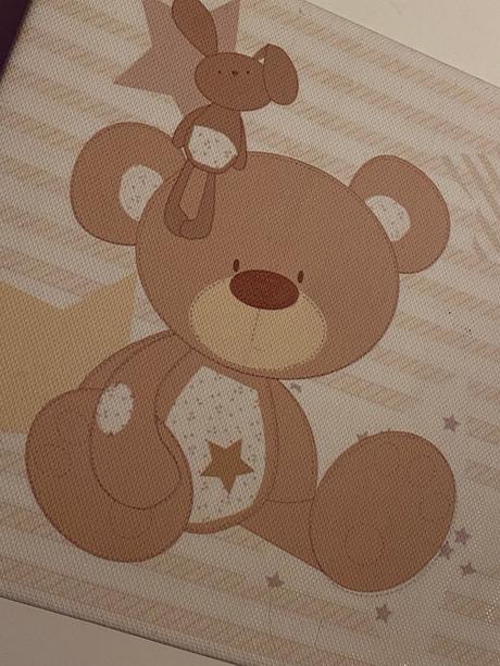 Obrázok do detskej izby - medvedík a zajačik, 