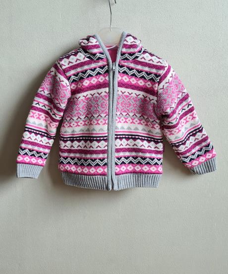 Hrubá zateplená pletená bunda s kapucňou vel.98, brendon,98