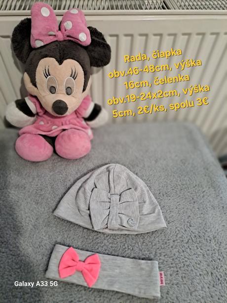 Čiapočka s mašľou, obvod 22-24x2cm, čelenka, rada,80