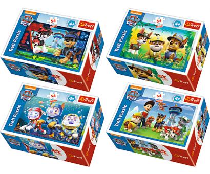 Puzzle 54 mini paw patrol 4 druhy,