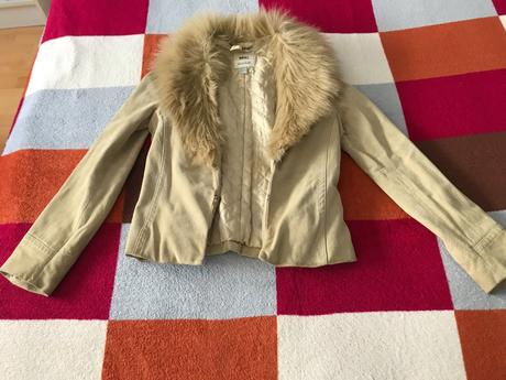 Kabatik so semisovej koze s umelou kozusinou, mango,s