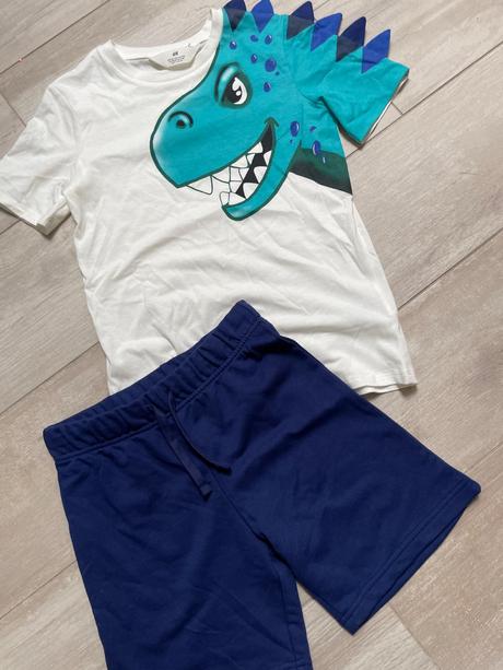 Dino súprava trička a šortiek, h&m,128 / 134