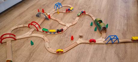 Drevená vláčiková zostava 76 ks, zn.carousel, 