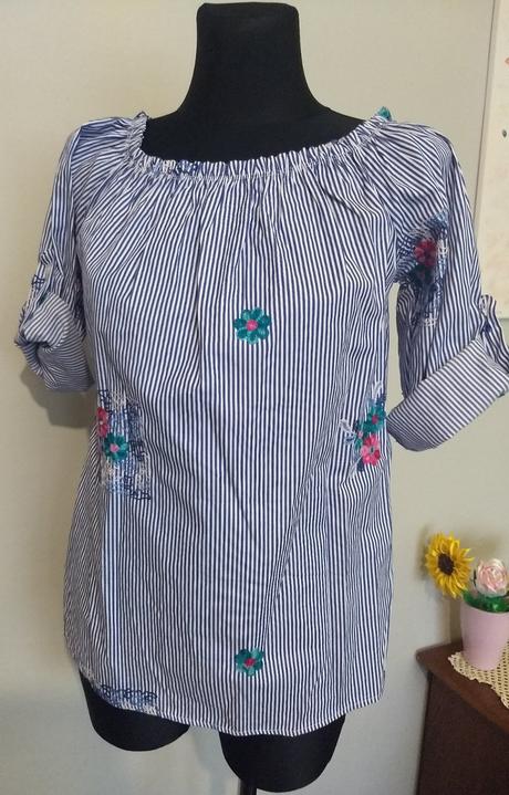 Košeľové šaty s 3d kvetmi -krátke, dlhé, s opaskom, l / xl