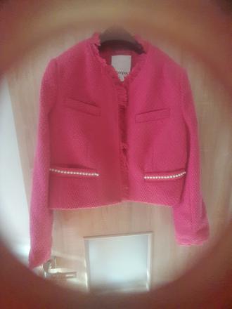 Sako - typ chanel, bouclé tvíd, farba azalea-fuchs, bonprix,40