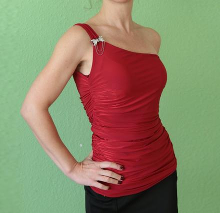 Červený spoločenský top s brošňou city goddess, s, s