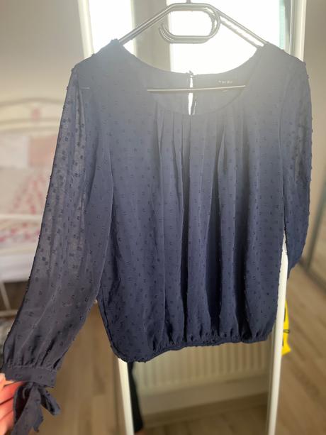 Tmavomodra bluzka top s dlhym rukavom amisu, amisu,m