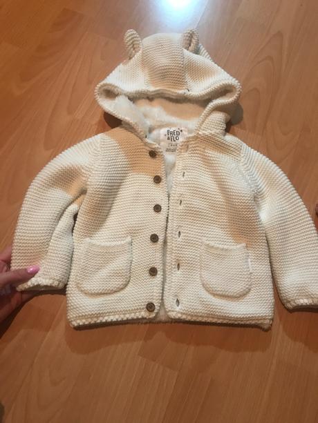 Pletený mackový sveter/bundička 9-12, f&f,80
