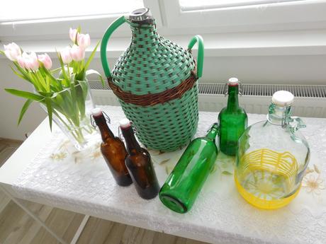 Sklo opletené / čisté fľaše zelené, hnedé,, 