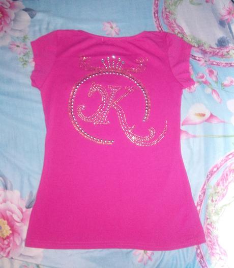 Ružové tričko s aplikáciami, s