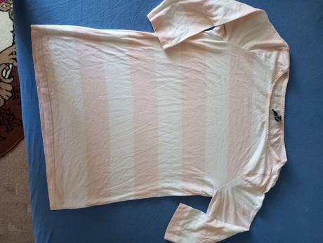 Bielo krémové tričko pasikave, clockhouse,l