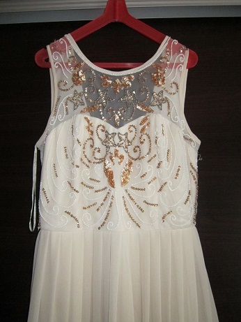 Damske dlhe bezovo zlate spolocenske saty, 40