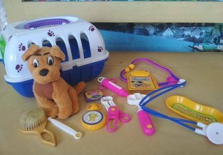 Plyšový pes a veterinárna sada, 